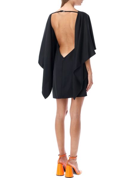 THE ATTICO Black Satin Batwing Sleeve Dress for Women