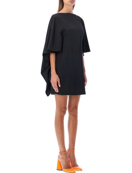 THE ATTICO Black Satin Batwing Sleeve Dress for Women