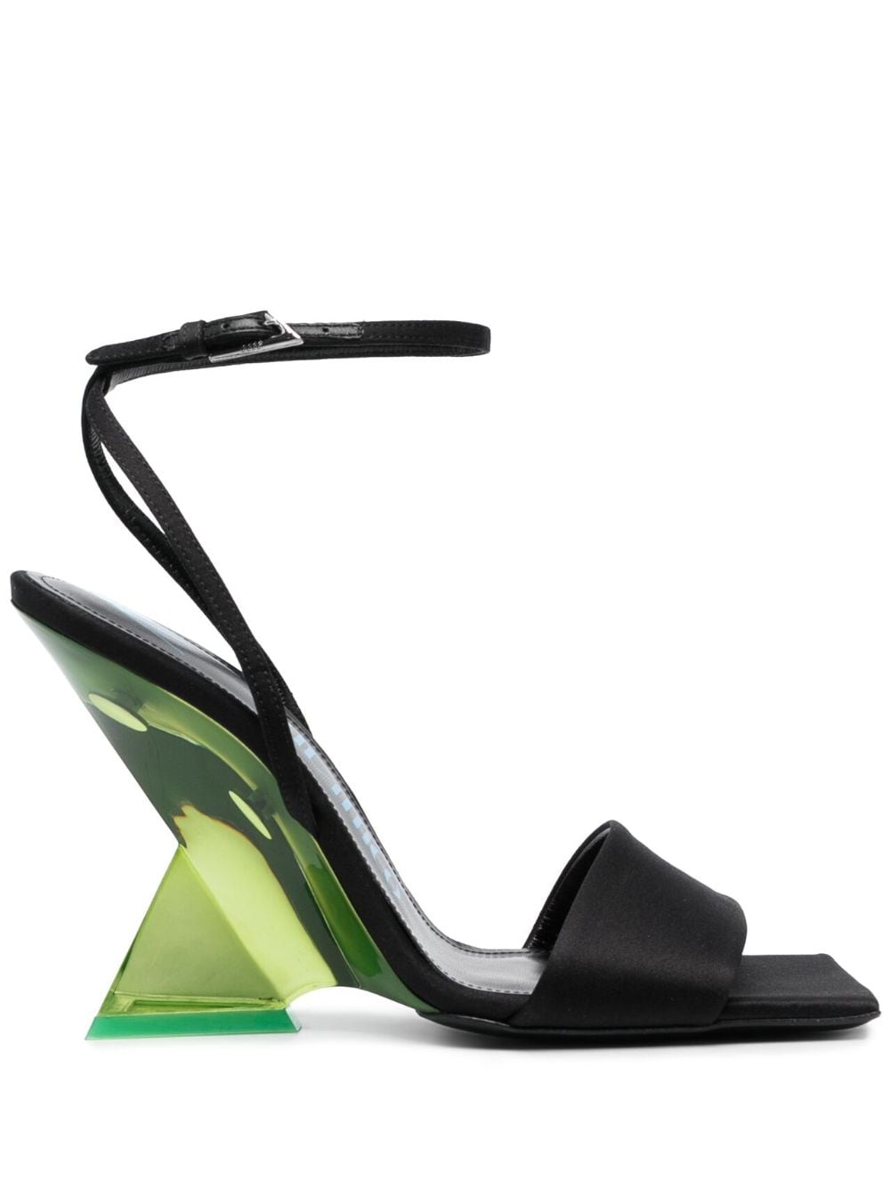 حذاء رملي أسود رخيص مع كعب أخضر للنساء - مجموعة FW23