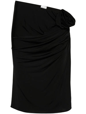 芒果布婷黑色花卉裝飾裙