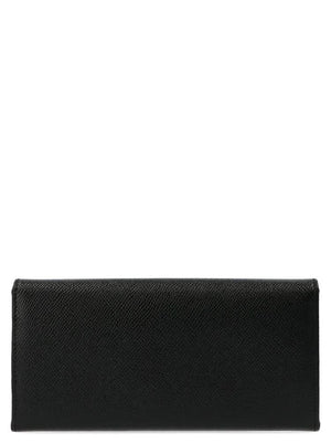 FERRAGAMO Gancini Hook Continental Wallet in Grained Leather with Clip Closure and Central Zipper Pocket