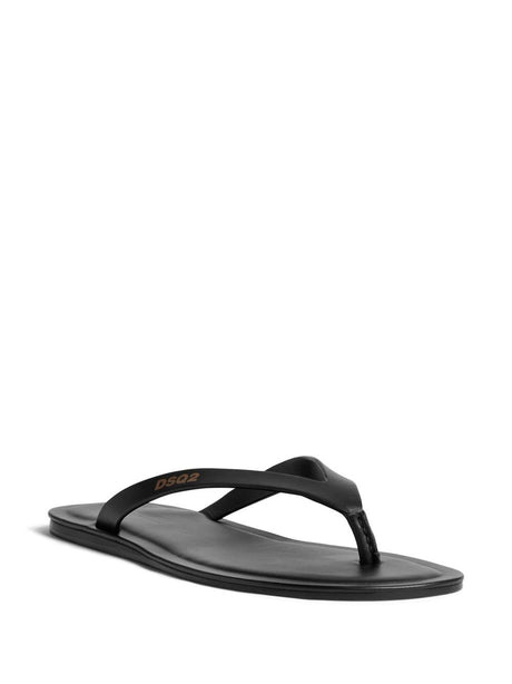 DSQUARED2 Trendy Calf Leather Black Sandals for Men | SS24 Collection