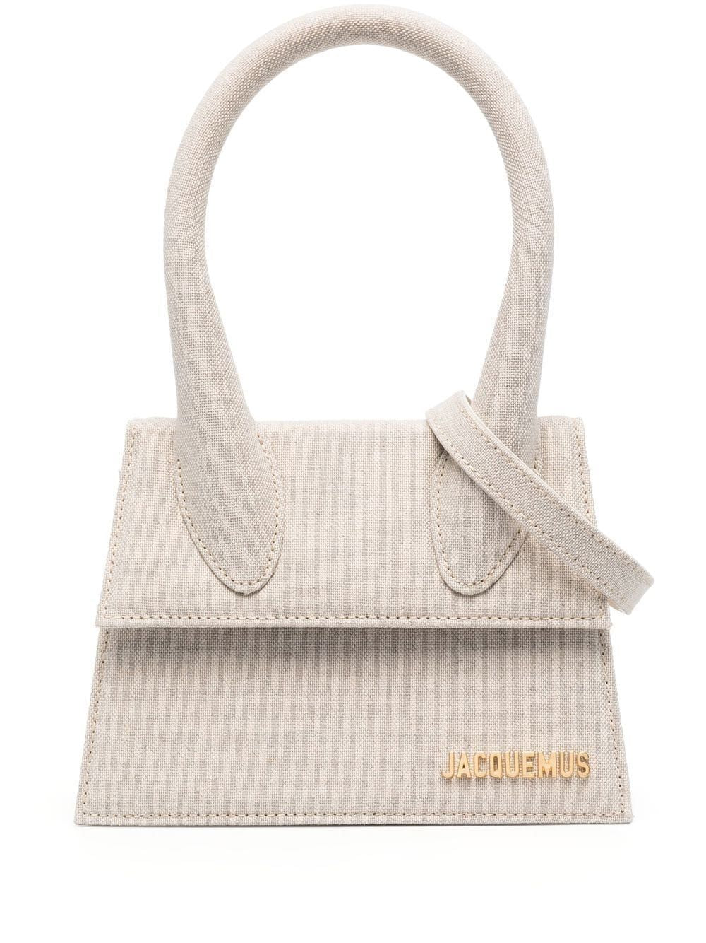 JACQUEMUS Beige Top-Handle Handbag with Adjustable Shoulder Strap and Magnetic Flap - Women's Fashion Bag