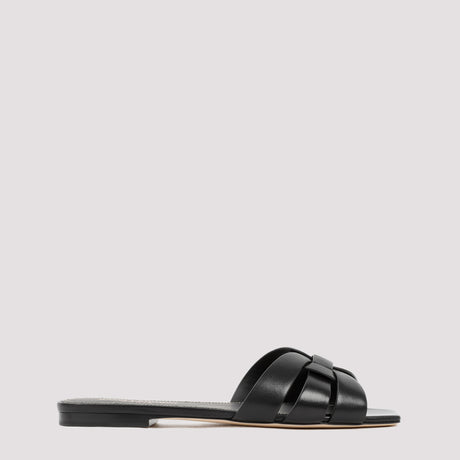 SAINT LAURENT Leather Tribute Flats with 1.5cm Heel Height