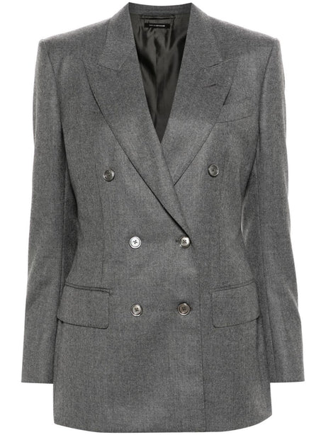 TOM FORD Slim Fit Mélange Wool Blazer with Padded Shoulders