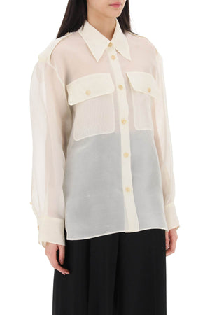 Oversized Silk Knit Shirt in Neutral for Women