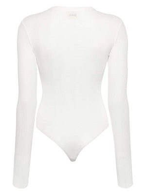 KHAITE Long Sleeve Semi-Sheer Cotton Bodysuit