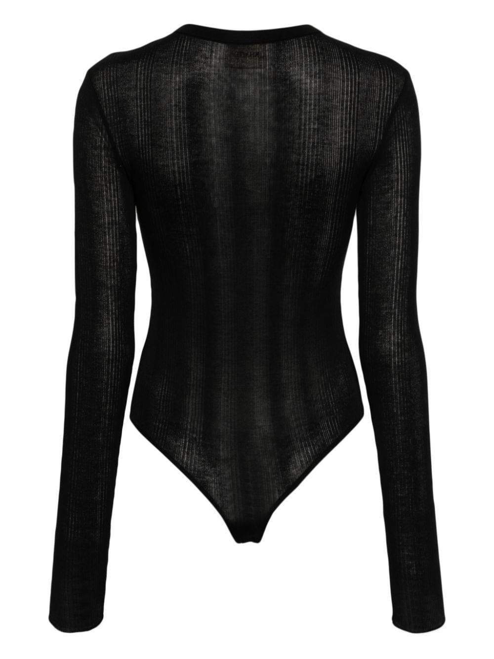 KHAITE Long Sleeve Semi-Sheer Cotton Bodysuit