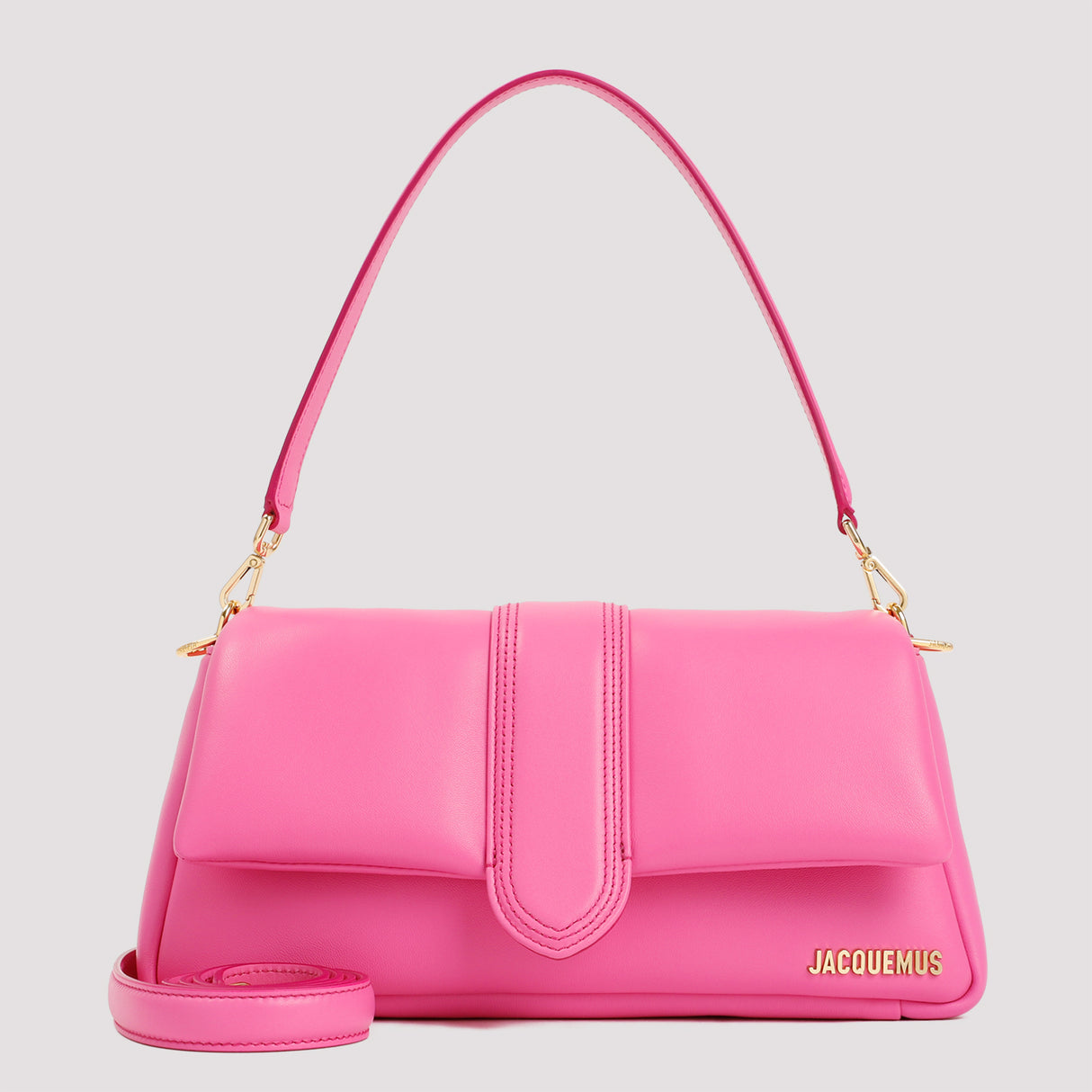 JACQUEMUS Neon Pink Lamb Leather Shoulder & Crossbody Bag for Women