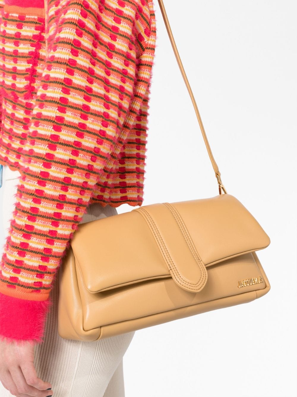 JACQUEMUS Chic and Playful Camel Leather Shoulder Handbag for Women