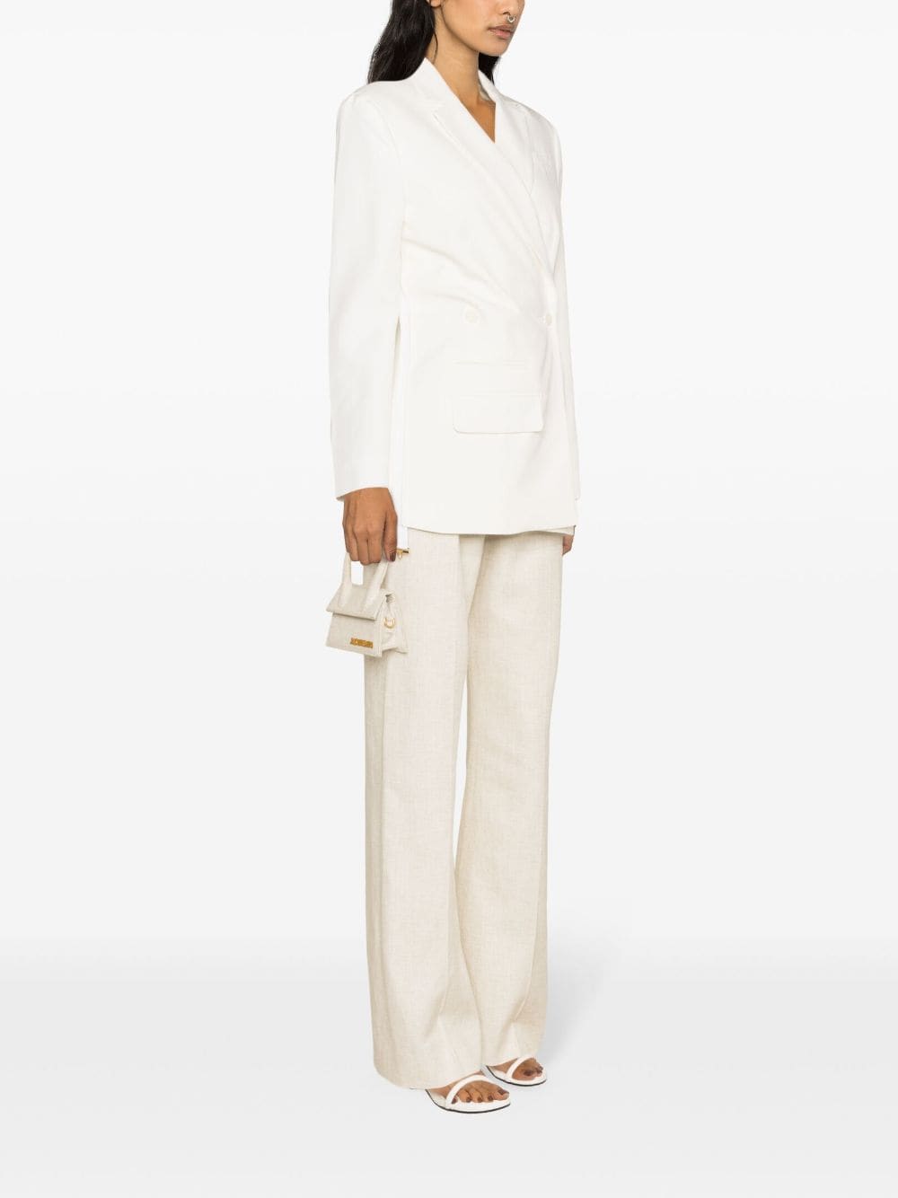 JACQUEMUS The VESTE TIBAU BLAZER: Elegant White Double-Breasted Tailored Jacket