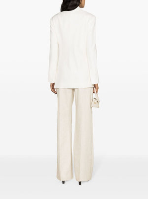 JACQUEMUS The VESTE TIBAU BLAZER: Elegant White Double-Breasted Tailored Jacket