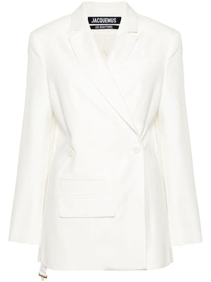 JACQUEMUS The VESTE TIBAU BLAZER: Elegant White Double-Breasted Tailored Jacket