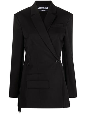 Áo blazer hai hàng cúc màu đen không dây