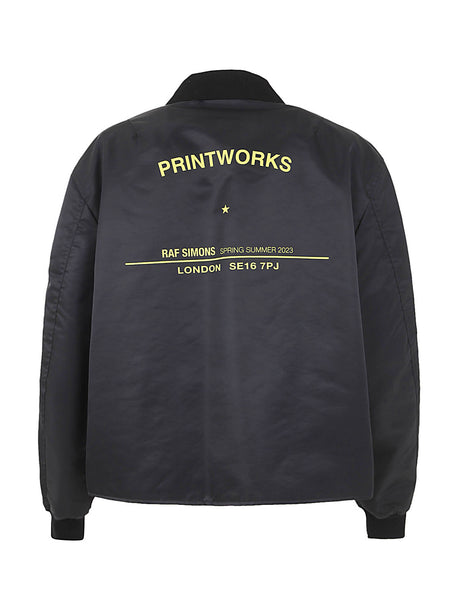 RAF SIMONS Long Sleeved Polo Bomber with Graphic Print