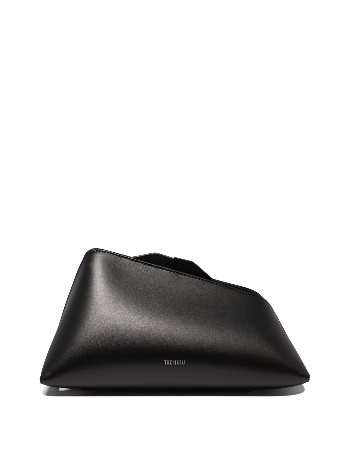 THE ATTICO 8.30PM Logo-Print Clutch Handbag for Women in Black Leather for SS24