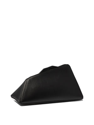 THE ATTICO 8.30PM Logo-Print Clutch Handbag for Women in Black Leather for SS24