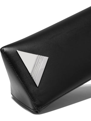 THE ATTICO 8.30PM Logo-Print Clutch Handbag for Women in Black Leather for SS24