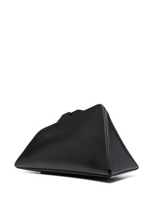 THE ATTICO 8.30PM Logo-Print Clutch Handbag for Women in Black Leather for SS24