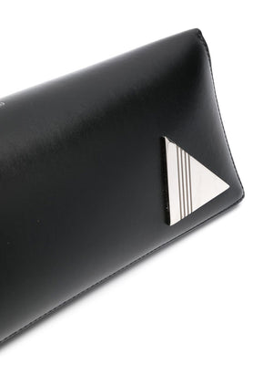 THE ATTICO 8.30PM Logo-Print Clutch Handbag for Women in Black Leather for SS24