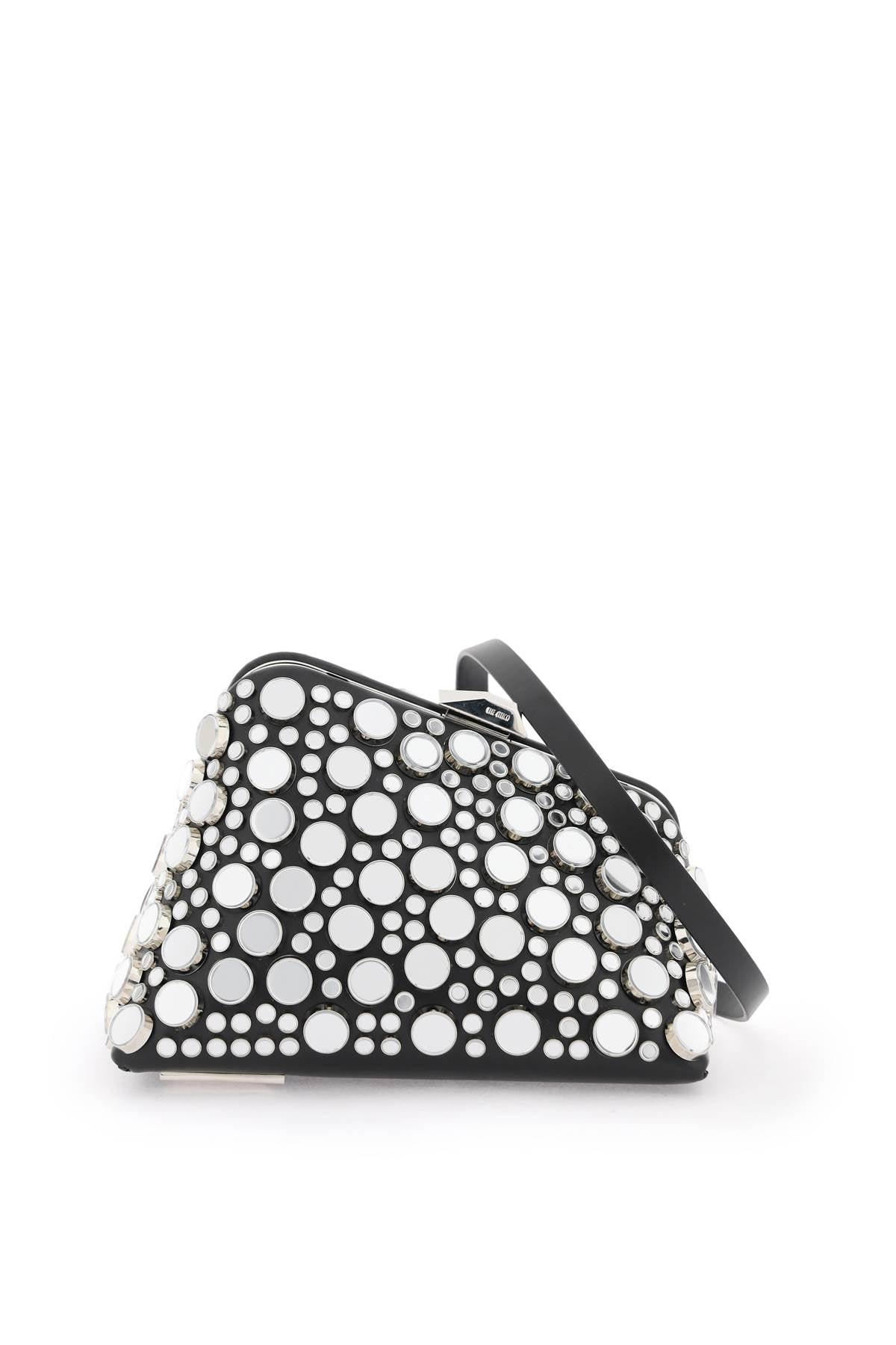 THE ATTICO Mini Midnight Mirrored Studs Leather Clutch with Shoulder Strap