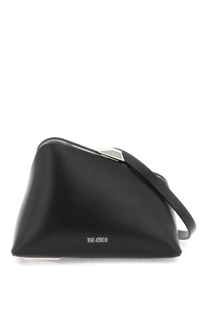 THE ATTICO Mini Midnight Asymmetrical Leather Clutch with Gold-Tone Accents - Black