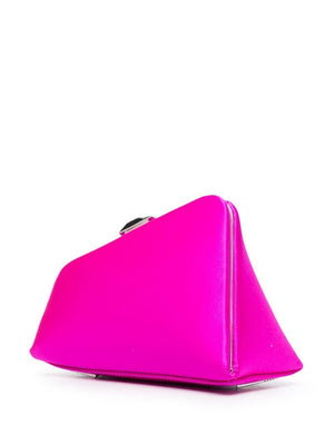 8.30PM Logo-Print Clutch in Fuchsia for Women in Satin, Leather, and Silk