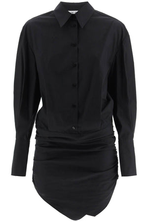 アシンメトリーなミニシャツドレス（ブラック）女性向け