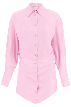 THE ATTICO Pink Mini Shirt Dress for Women with Shiny-Finish Monogram Motif