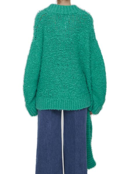 THE ATTICO Green Asymmetric Knitted Jumper for Women – SS23 Collection