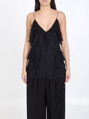 KHAITE Black Silk Piet Top for Women - SS24 Collection