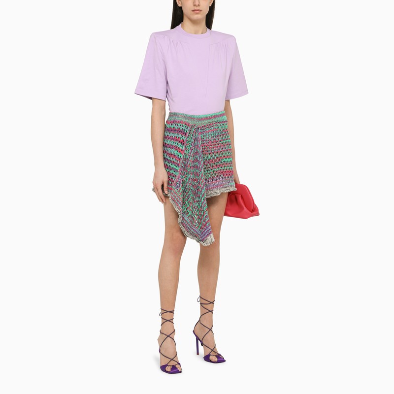 紫色薄紗高跟涼鞋-調節帶、修長跟、方頭、皮革底