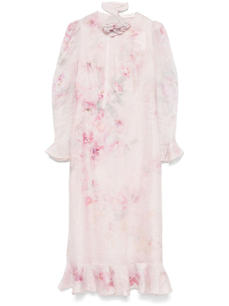 ZIMMERMANN Mini Dress with Floral Detail and Bow