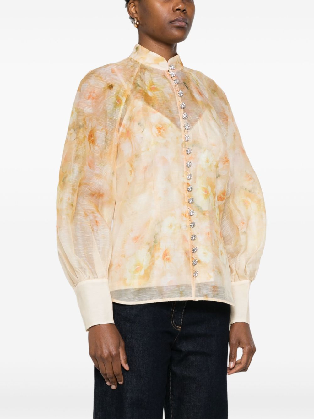 ZIMMERMANN Floral Printed Linen-Silk Blend Shirt