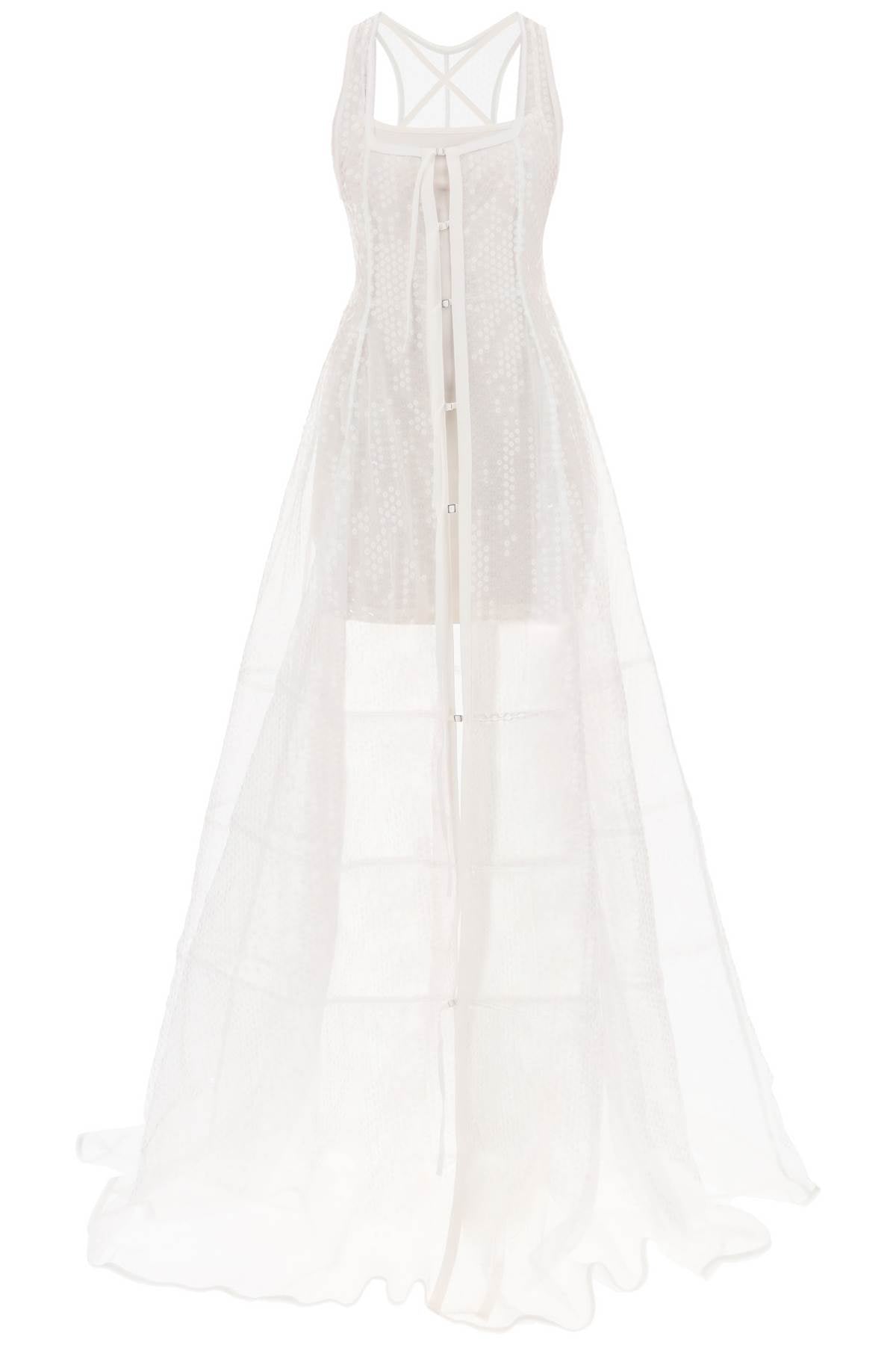 فستان نجليجي رائع بتطريزات من كوليكشنFW23 باللون الأبيض للنساء