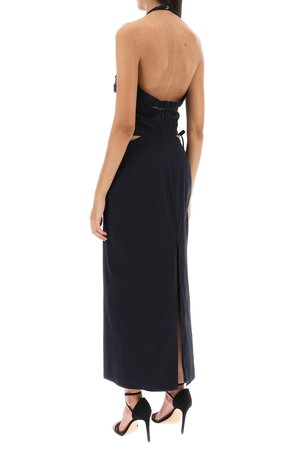 JACQUEMUS Blue Cut-Out Long Dress for Women, Ankle Length with Halterneck and Adjustable Straps