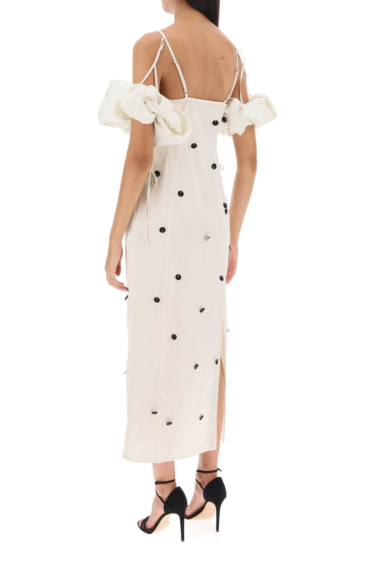 白色迷人連身裙，附可拆式氣球袖，女裝專用