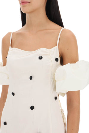 JACQUEMUS Stunning White Slip Dress with Detachable Balloon Sleeves for Women