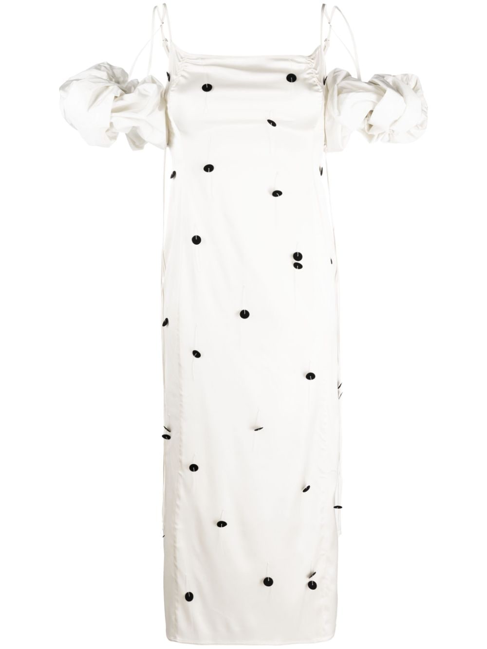 Váy Midi Chấm Bi Cho Nữ Trong Màu Trắng Kem và Đen