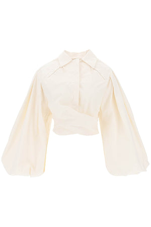 Gathered Balloon-Sleeve Shirt