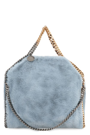 STELLA MCCARTNEY Light Blue Faux Fur Tote Bag for Women with Silver Chain Trim