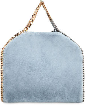 STELLA MCCARTNEY Light Blue Faux Fur Tote Bag for Women with Silver Chain Trim