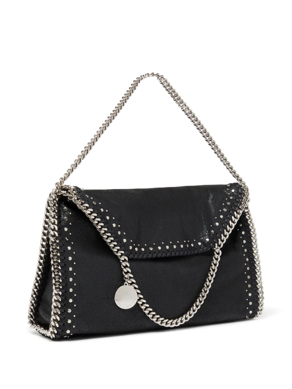 STELLA MCCARTNEY Eco-Chic Black Fold-Over Tote with Chain Detail