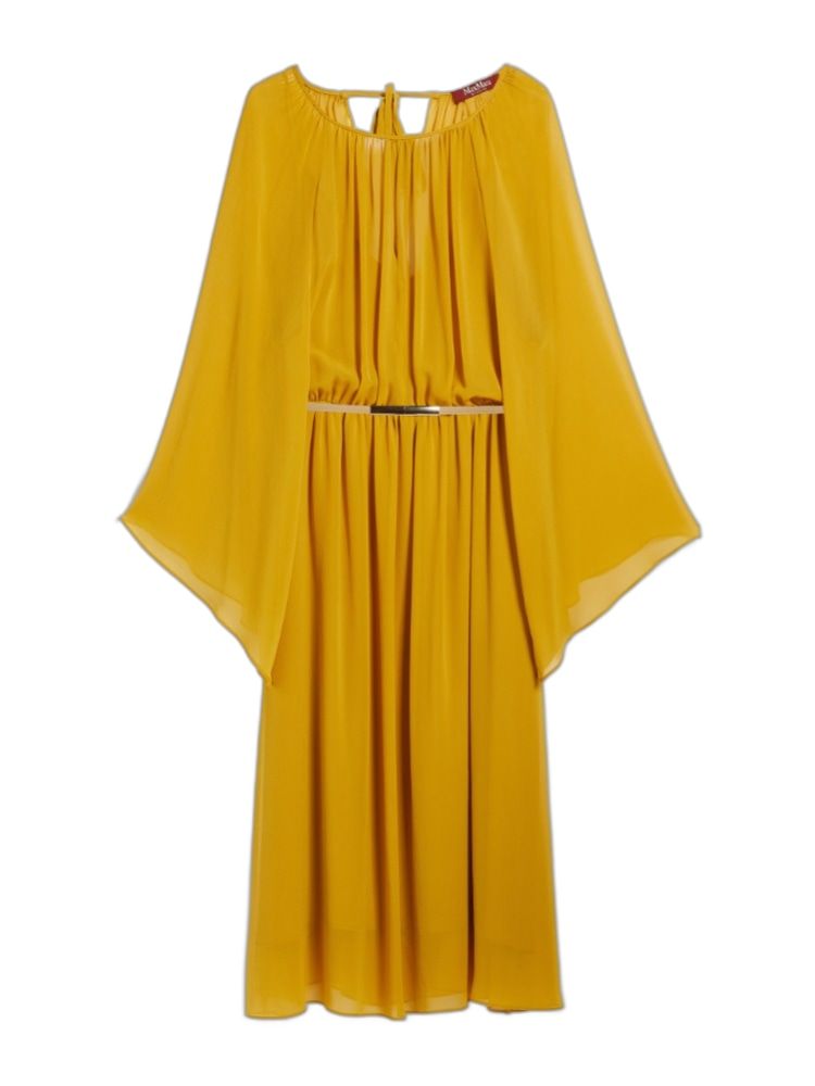 Mustard Long Silk Dress for Women - FW23 Collection