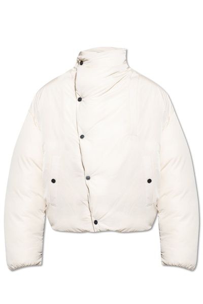 Asymmetric Buttoned Highneck Puffer Jacket for Men