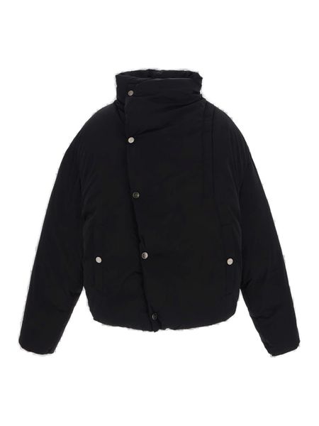 Asymmetric Buttoned Highneck Puffer Jacket for Men