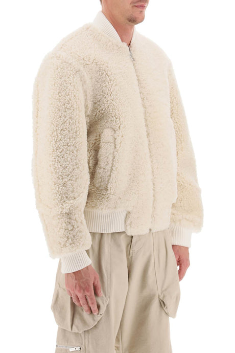 Áo khoác bom da cừu trắng nam - Bộ sưu tập FW23