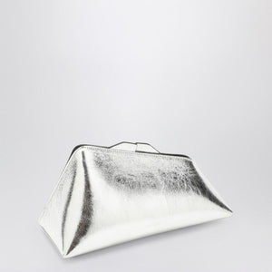 THE ATTICO Metallic Silver Leather Evening Clutch