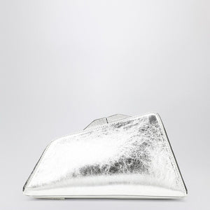 THE ATTICO Metallic Silver Leather Evening Clutch