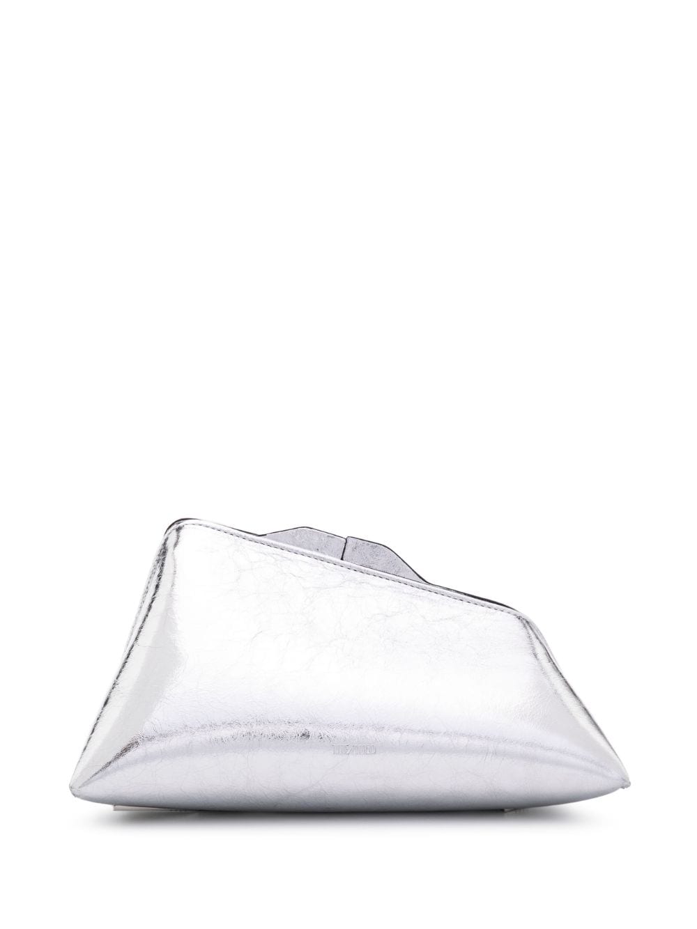 THE ATTICO Metallic Silver Leather Evening Clutch